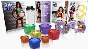 21 Day Fix package: DVDs, shaker cup, and color-coded containers